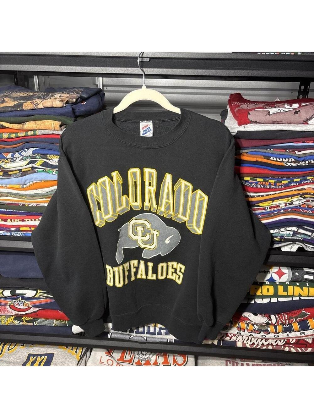 Vintage 90s Colorado Buffaloes Jerzees Sweatshirt Black USA Made Medium